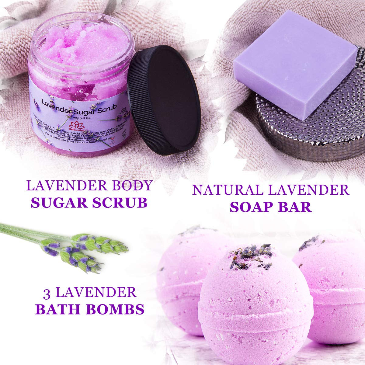 Organic Lavender Spa Gift Set – USA Made Artisan Wellness 6-Piece Vegan Relaxation Bundle Holiday Eco Self-Care Gift