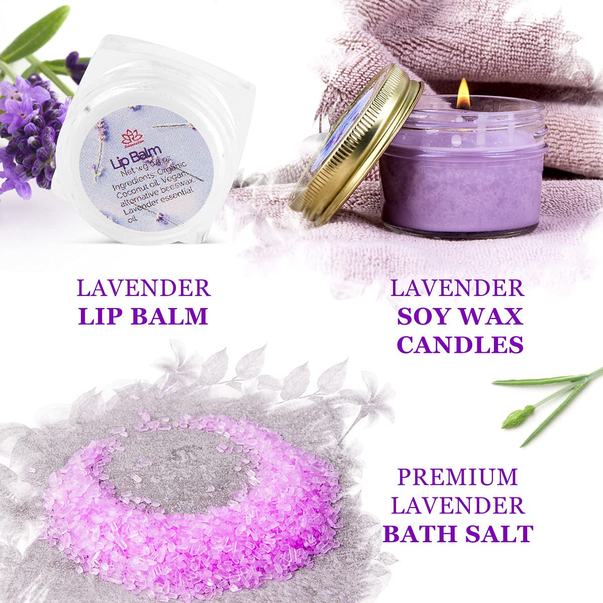 Organic Lavender Spa Gift Set – USA Made Artisan Wellness 6-Piece Vegan Relaxation Bundle Holiday Eco Self-Care Gift