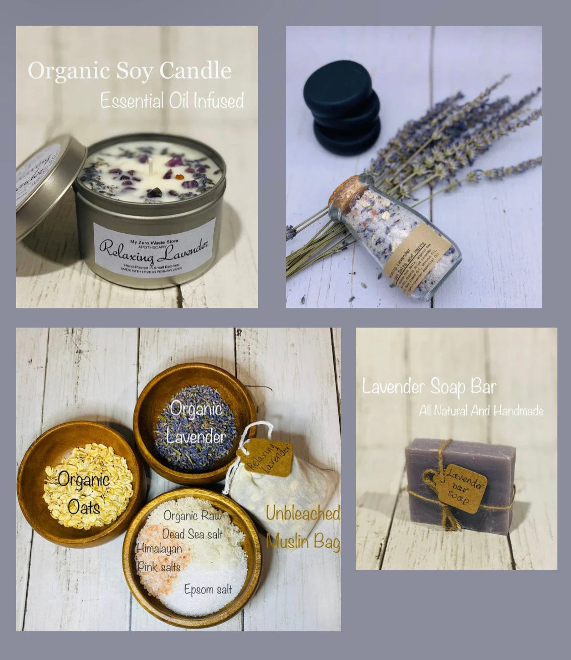 Organic Rose Spa Gift Set: Soy Candle, Bath Soak and Soap