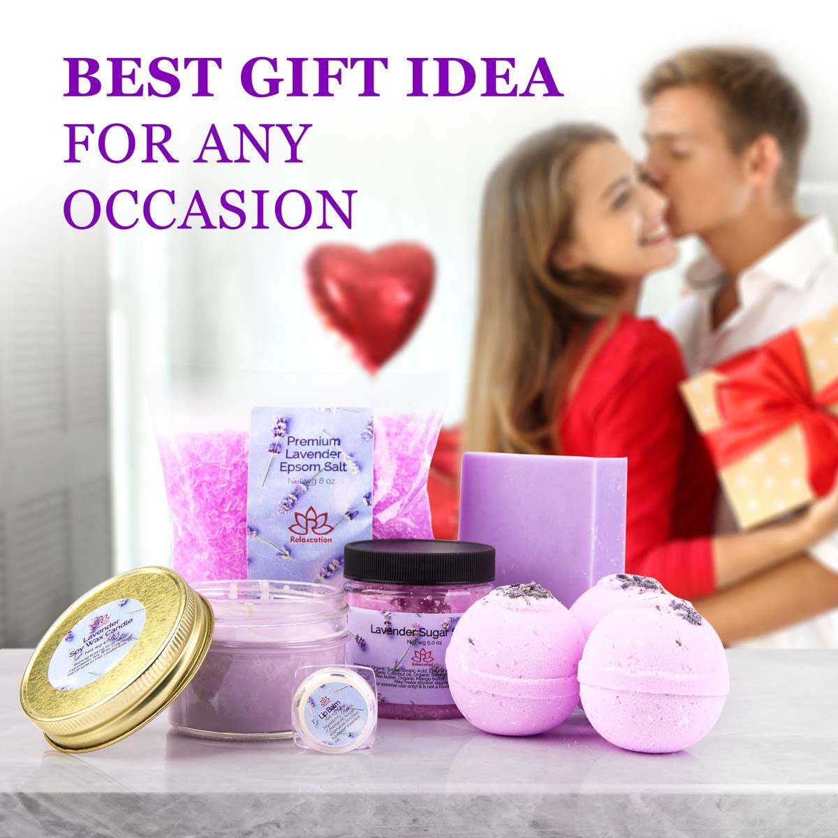 Organic Lavender Spa Gift Set – USA Made Artisan Wellness 6-Piece Vegan Relaxation Bundle Holiday Eco Self-Care Gift