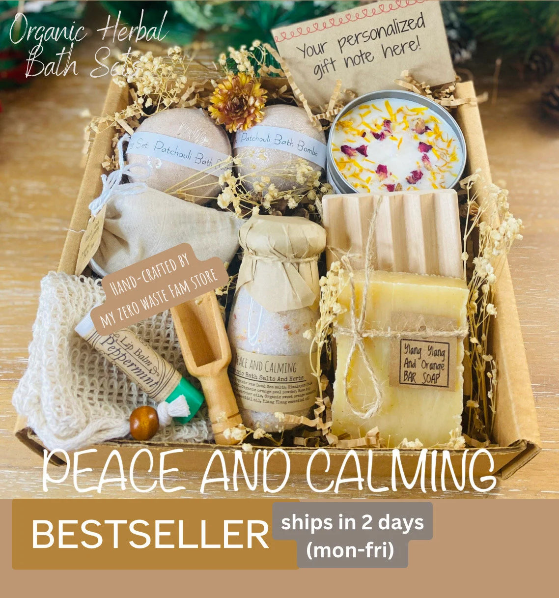 Organic Rose Spa Gift Set: Soy Candle, Bath Soak and Soap