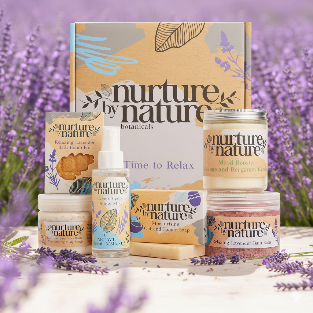 Complete Eco Spa Gift Set | 6-Piece Lavender Wellness Bundle | Vegan & Cruelty-Free Self-Care Gift