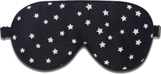 Natural Silk Sleep Mask, Super Smooth Eye Mask (Black Stars)