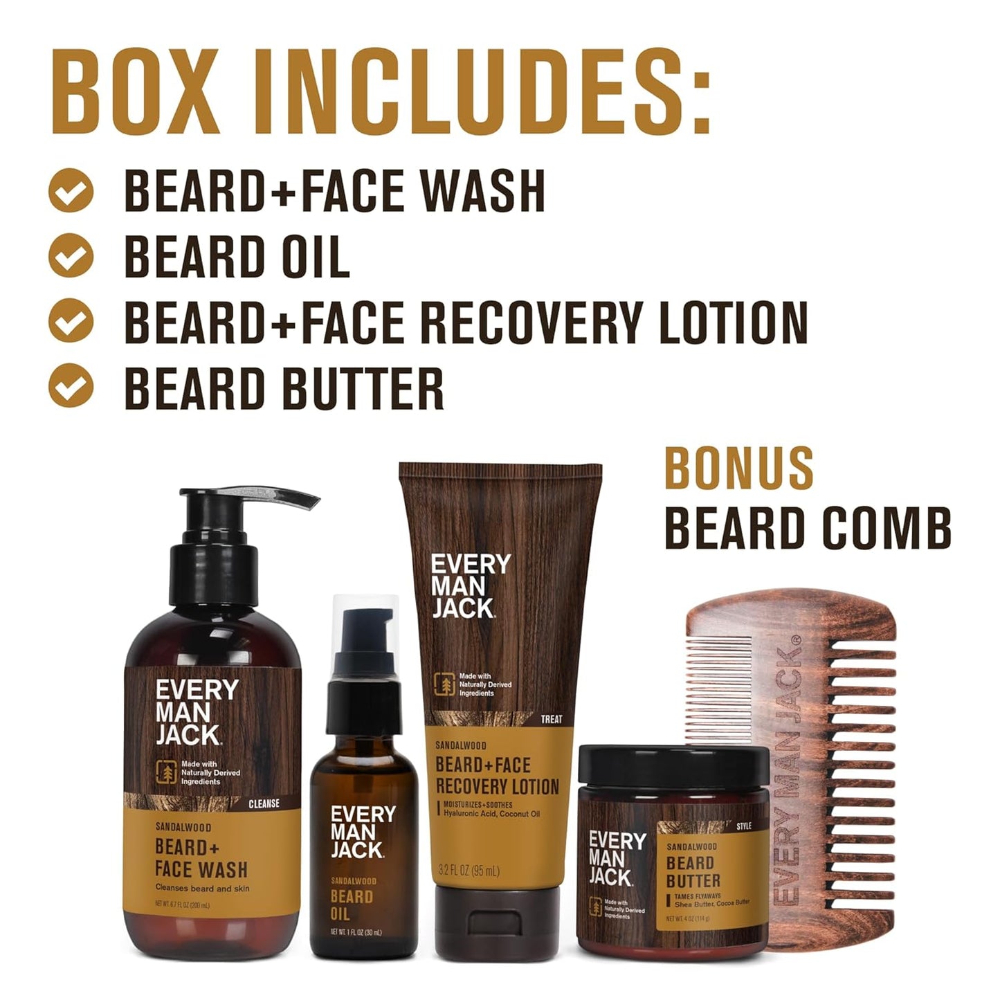 Complete Natural Beard Care Ritual | 5-Piece Sandalwood Grooming Set | Perfect Gift for Him