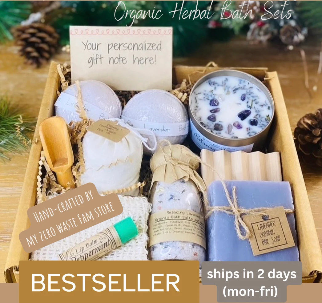Organic Rose Spa Gift Set: Soy Candle, Bath Soak and Soap