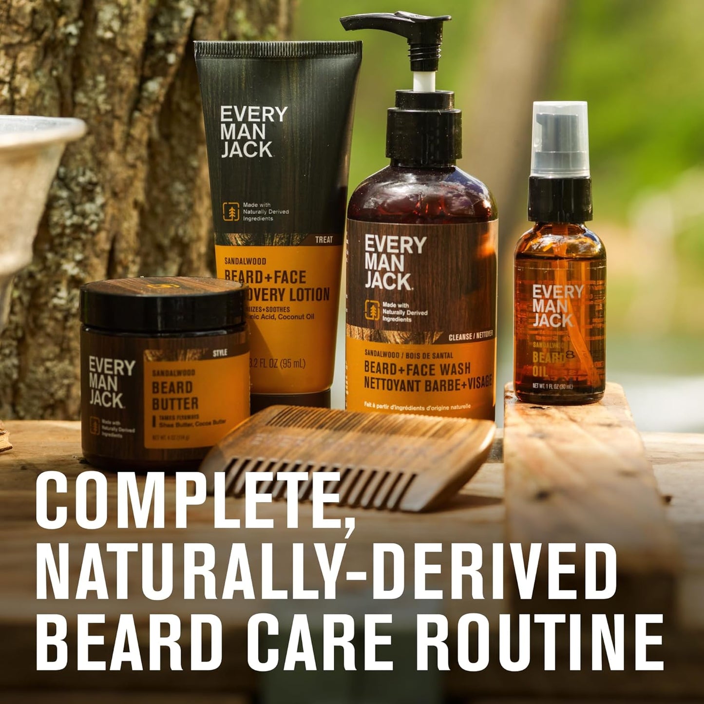Complete Natural Beard Care Ritual | 5-Piece Sandalwood Grooming Set | Perfect Gift for Him