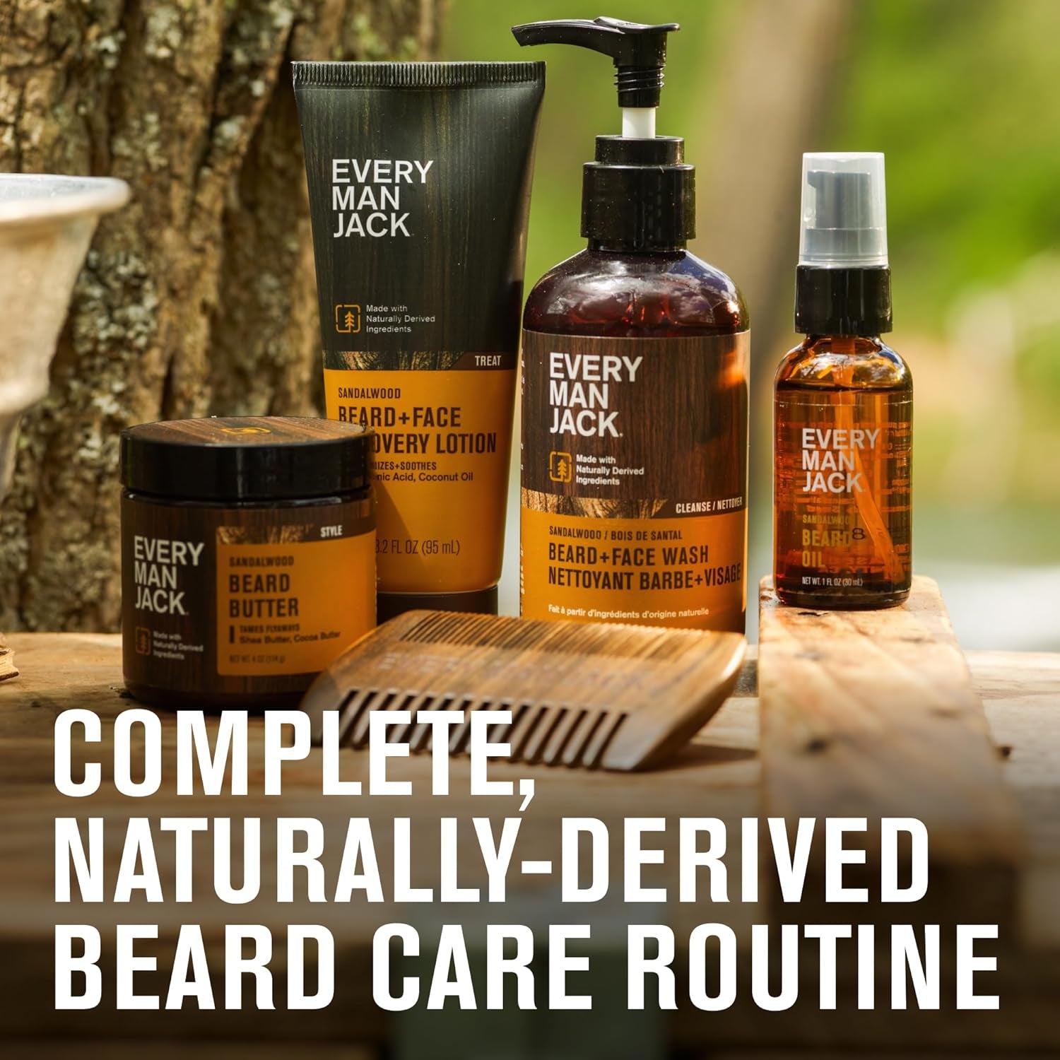 Complete Natural Beard Care Ritual | 5-Piece Sandalwood Grooming Set | Perfect Gift for Him
