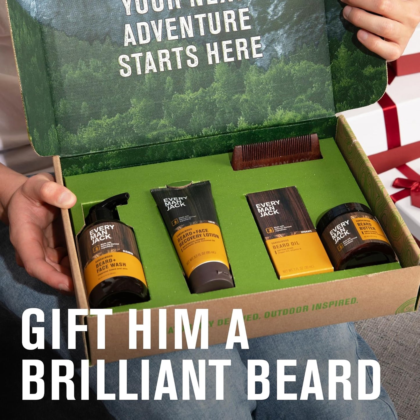 Complete Natural Beard Care Ritual | 5-Piece Sandalwood Grooming Set | Perfect Gift for Him